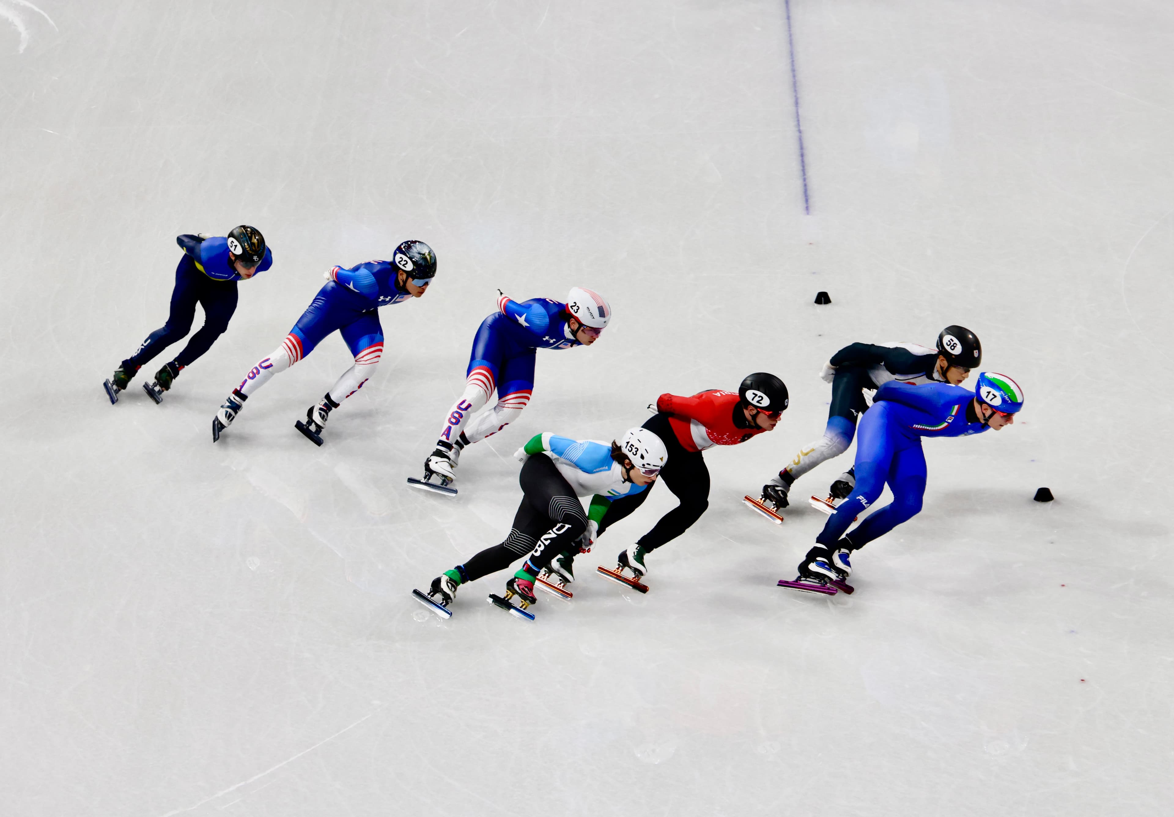 Short track speed skating mass start race at Milano Cortina 2026